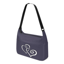 Load image into Gallery viewer, Ti Amo I love you - Exclusive Brand - Gun Powder - Double White Heart - Journey Computer Shoulder Bag
