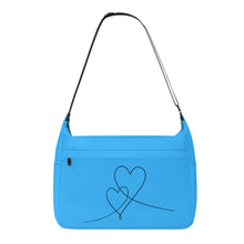 Load image into Gallery viewer, Ti Amo I love you - Exclusive Brand - Medium Cyan Blue - Double Script Heart - Journey Computer Shoulder Bag
