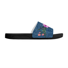 Load image into Gallery viewer, Ti Amo I love you  - Exclusive Brand  - Denim Look - Floral -  Womens / Children  / Youth  - Slide Sandals - Black Soles
