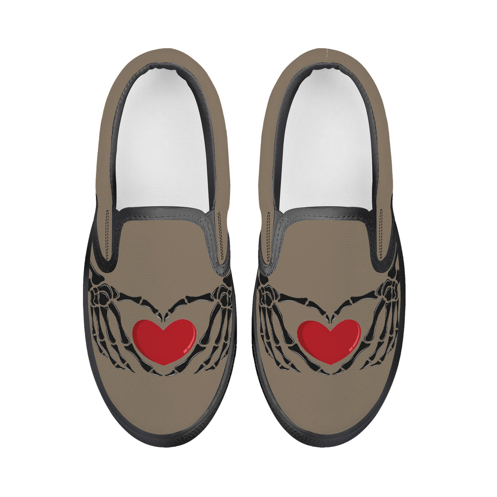Ti Amo I love you - Exclusive Brand - Shadow - Skeleton Hands with Heart - Kids Slip-on shoes - Black Soles