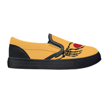 Load image into Gallery viewer, Ti Amo I love you - Exclusive Brand - Light Orange - Skeleton Hands with Heart  - Kids Slip-on shoes - Black Soles
