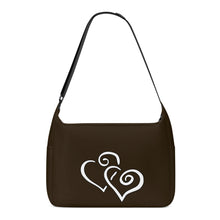 Load image into Gallery viewer, Ti Amo I love you - Exclusive Brand - Canon Black - Double White Heart - Journey Computer Shoulder Bag
