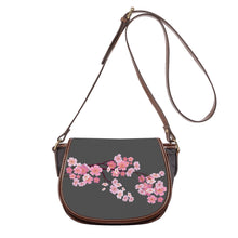 Load image into Gallery viewer, Ti Amo I love you - Exclusive Brand - Davy&#39;s Grey - Pink Floral Branch - Saddle Bag
