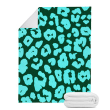 Load image into Gallery viewer, Ti Amo I love you - Exclusive Brand - Kaitoke Green &amp; Aquamarine Animal Print - Micro Fleece Blankets
