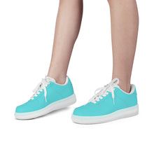 Load image into Gallery viewer, Ti Amo I love you - Exclusive Brand  - Medium Turquoise Blue- Transparent Low Top Air Force Leather Shoes
