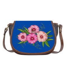 Load image into Gallery viewer, Ti Amo I love you - Exclusive Brand - Dark Blue - Pink Floral - Saddle Bag
