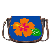 Load image into Gallery viewer, Ti Amo I love you - Exclusive Brand - Dark Blue - Hawaiian Flower - Saddle Bag
