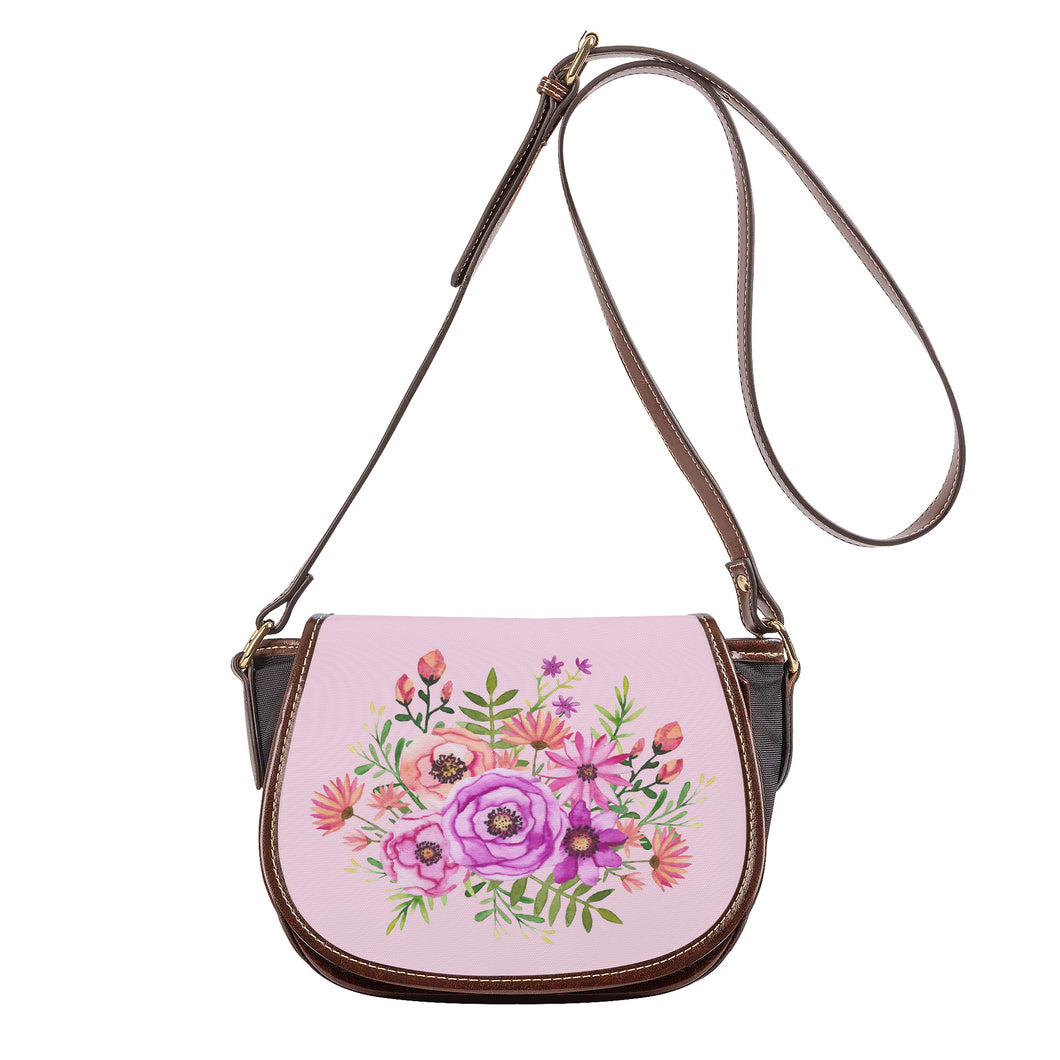 Ti Amo I love you - Exclusive Brand - Cherub Pink - Floral Bouquet -  Saddle Bag