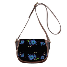 Load image into Gallery viewer, Ti Amo I love you - Exclusive Brand - Black - Blue Floral 2 - Saddle Bag
