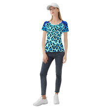 Load image into Gallery viewer, Ti Amo I love you - Exclusive Brand  - Curious Blue / Bright Turquoise  / Ice Cold Leopard - Women&#39;s T shirt
