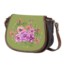 Load image into Gallery viewer, Ti Amo I love you - Exclusive Brand - Olive Green - Floral Bouquet - Saddle Bag
