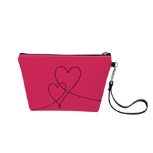 Load image into Gallery viewer, Ti Amo I love you - Exclusive Brand - Cerise Red 2 - Double Script Heart - Sling Cosmetic Bag
