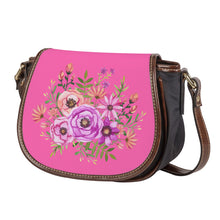 Load image into Gallery viewer, Ti Amo I love you - Exclusive Brand - Hot Pink 2 - Floral Bouquet - Saddle Bag
