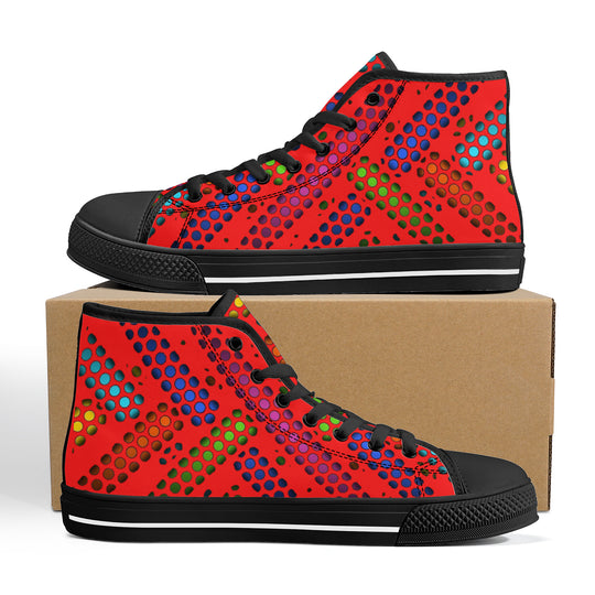 Ti Amo I love you - Exclusive Brand - Red - Deco Dots -  High-Top Canvas Shoes - Black Soles