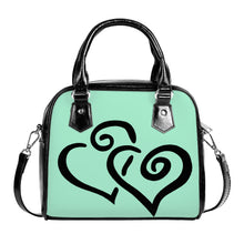 Load image into Gallery viewer, Ti Amo I love you - Exclusive Brand - Magic Mint - Double Black Heart -  Shoulder Handbag
