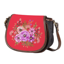 Load image into Gallery viewer, Ti Amo I love you - Exclusive Brand - Amaranth Red - Floral Bouquet - Saddle Bag
