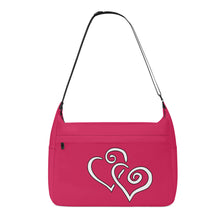 Load image into Gallery viewer, Ti Amo I love you - Exclusive Brand - Cerise Red 2 - Double White Heart - Journey Computer Shoulder Bag
