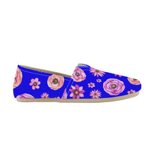 Load image into Gallery viewer, Ti Amo I love you  - Exclusive Brand  - Neon Blue with Flowers - Casual Flat Driving Shoe
