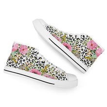 Load image into Gallery viewer, Ti Amo I love you  - Exclusive Brand  - Leopard &amp; Flowers - High-Top Canvas Shoes - White
