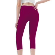 Load image into Gallery viewer, Ti Amo I love you - Exclusive Brand  - Tyrian Purple - Angry Fish -  Womens / Teen Girls / Womens Plus Size - Capri Yoga Leggings - Sizes XS-3XL
