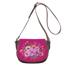 Load image into Gallery viewer, Ti Amo I love you - Exclusive Brand - Red Violet 2 -  Floral Bouquet - Saddle Bag
