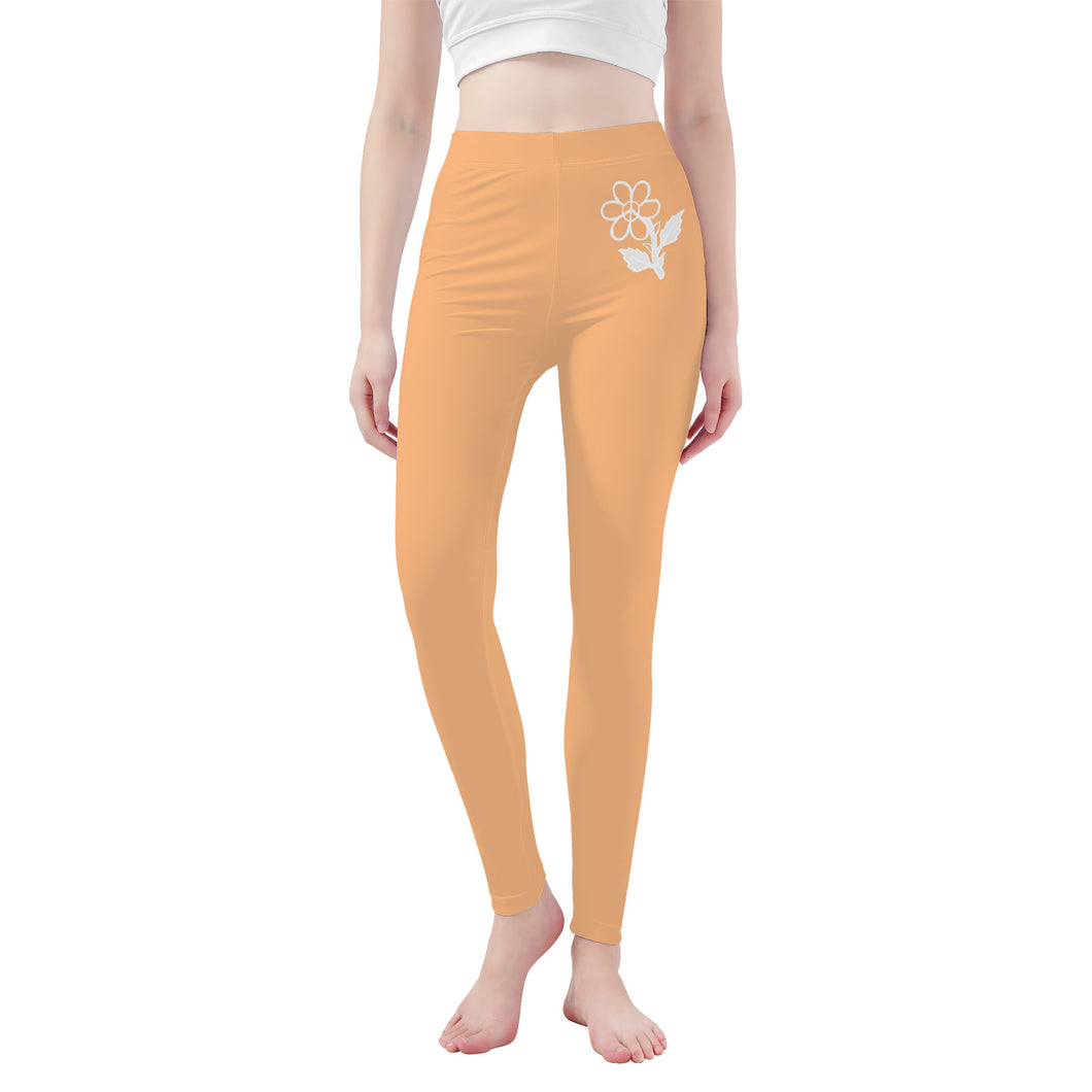 Ti Amo I love you - Exclusive Brand   - Macaroni and Cheese - White Daisy -  Yoga Leggings