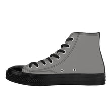 Load image into Gallery viewer, Ti Amo I love you - Exclusive Brand - Natural Gray - Double White Heart - High Top Canvas Shoes - Black  Soles
