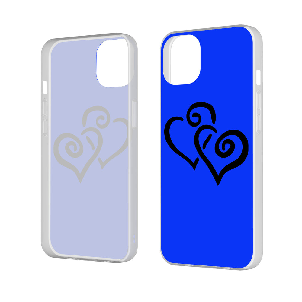 Ti Amo I love you - Exclusive Brand  - Blue Blue Eyes - Double Black Heart - iPhone 14 Transparent Acrylic Case (2 cameras)