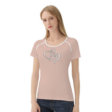 Load image into Gallery viewer, TI Amo I love you - Exclusive Brand - Light Rose Fog - Double White Heart - Women&#39;s T shirt
