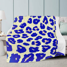 Load image into Gallery viewer, Ti Amo I love you - Exclusive Brand  - Hint of Yellow &amp; Dark Blue Animal Pattern - Micro Fleece Blankets
