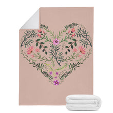 Load image into Gallery viewer, Ti Amo I love you - Exclusive Brand - Light Rose Fog - Floral Heart - Micro Fleece Blankets
