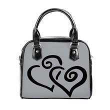 Load image into Gallery viewer, Ti Amo I love you - Exclusive Brand - Metallic Silver - Double Black Heart -  Shoulder Handbag
