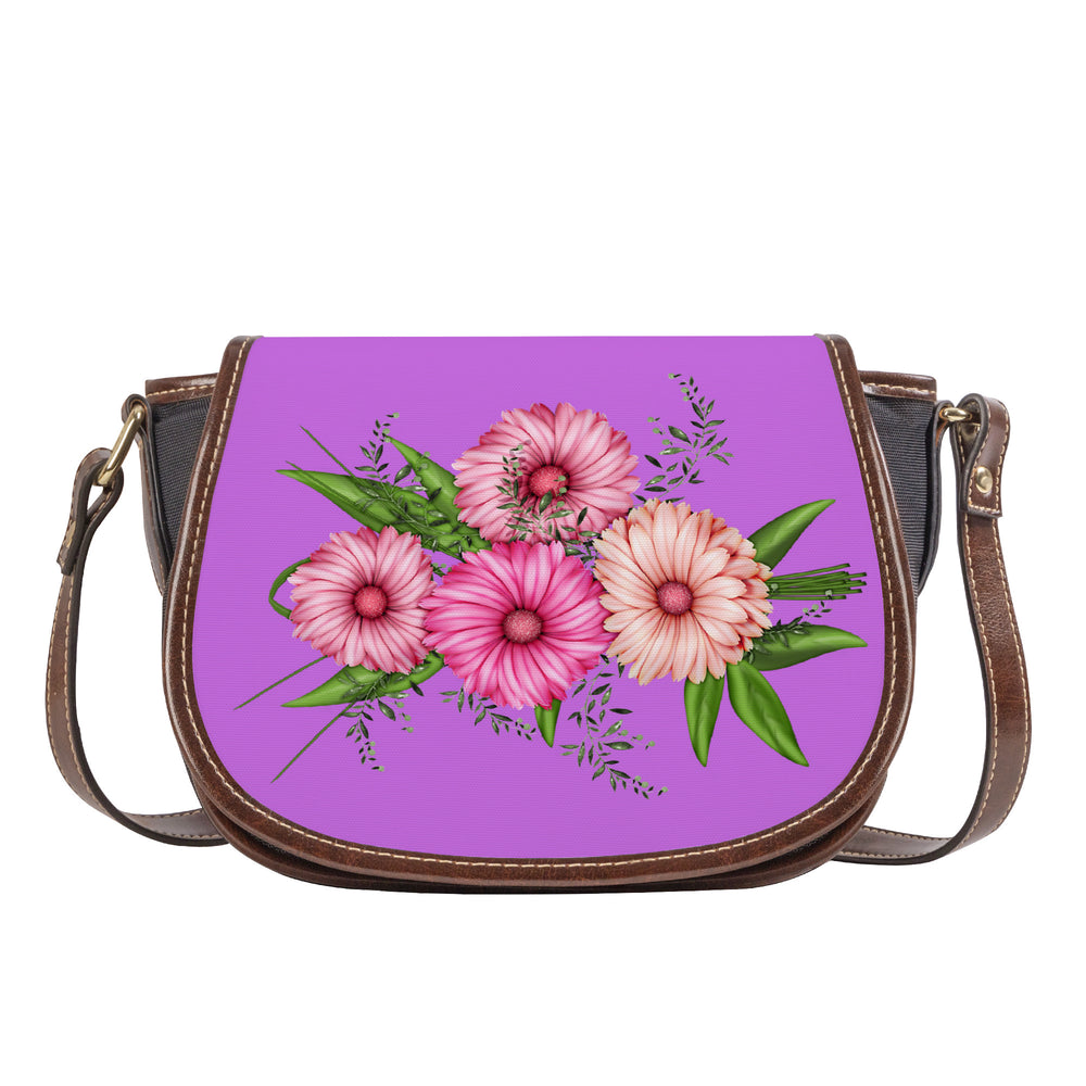Ti Amo I love you - Exclusive Brand - Lavender - Pink Floral - Saddle Bag