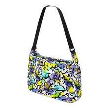 Load image into Gallery viewer, Ti Amo I love you - Exclusive Brand -White with Aquamarine Blue, Eastside, Moody Blue &amp; Ripe Lemon Triangles &amp; Circles - Journey Computer Shoulder Bag
