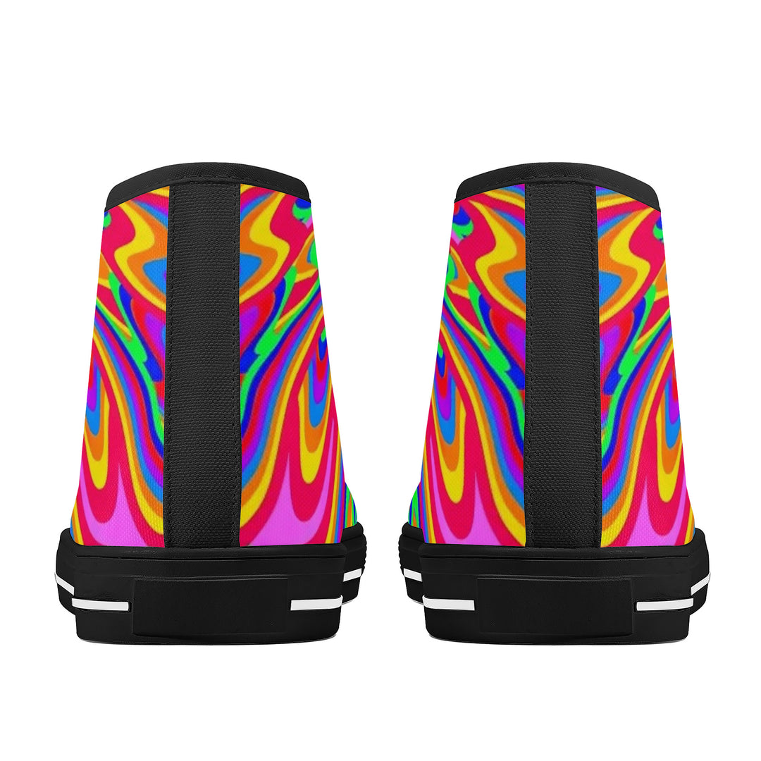 Ti Amo I love you - Exclusive Brand - Rainbow - High-Top Canvas Shoes - Black Soles