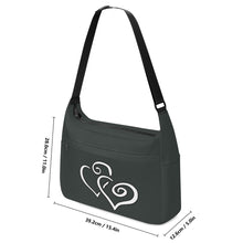 Load image into Gallery viewer, Ti Amo I love you - Exclusive Brand  - Lol Black -  Double White Heart - Journey Computer Shoulder Bag
