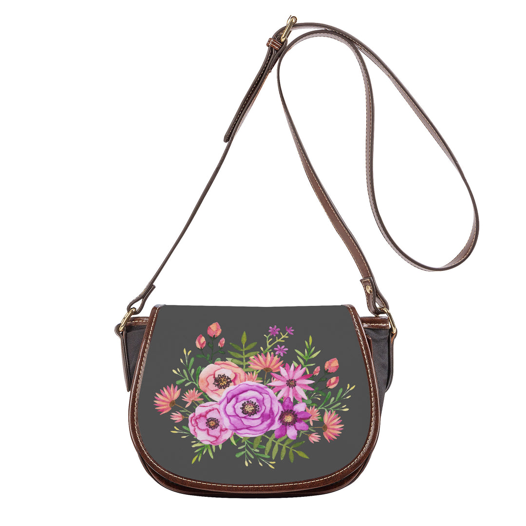 Ti Amo I love you - Exclusive Brand - Davy's Grey - Floral Bouquet - Saddle Bag