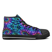 Load image into Gallery viewer, Ti Amo I love you - Exclusive Brand - Blue Zodiac, Curious Blue, Malachite, Purple Heart -Tie-Dye - High-Top Canvas Shoes - Black
