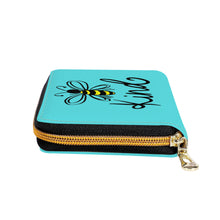 Load image into Gallery viewer, Ti Amo I love you - Exclusive Brand  - Medium Turquoise Blue - Bee Kind - Zipper Purse Clutch Bag
