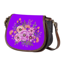 Load image into Gallery viewer, Ti Amo I love you - Exclusive Brand - Vivid Violet - Floral Bouquet - Saddle Bag
