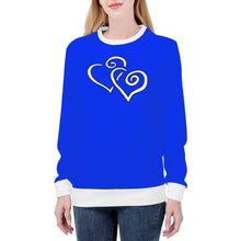 Load image into Gallery viewer, Ti Amo I love you - Exclusive Brand  - Blue Blue Eyes &amp; White - Double White Heart - Women&#39;s  Sweatshirt
