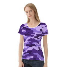 Load image into Gallery viewer, Ti Amo I love you - Exclusive Brand  - Minsk, Grape 2, Mauve 2, Fushia Blue &amp; Jacarta Camouflage - Women&#39;s T shirt
