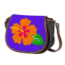 Load image into Gallery viewer, Ti Amo I love you - Exclusive Brand - Dark Purple - Hawaiian Flower - Saddle Bag
