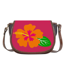 Load image into Gallery viewer, Ti Amo I love you - Exclusive Brand - Cerise Red 2 - Hawaiian Flower -  Saddle Bag
