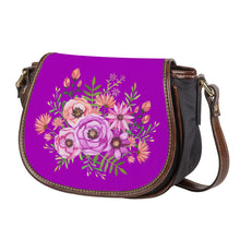 Load image into Gallery viewer, Ti Amo I love you - Exclusive Brand - Heliotrope Magenta - Floral Bouquet -  Saddle Bag
