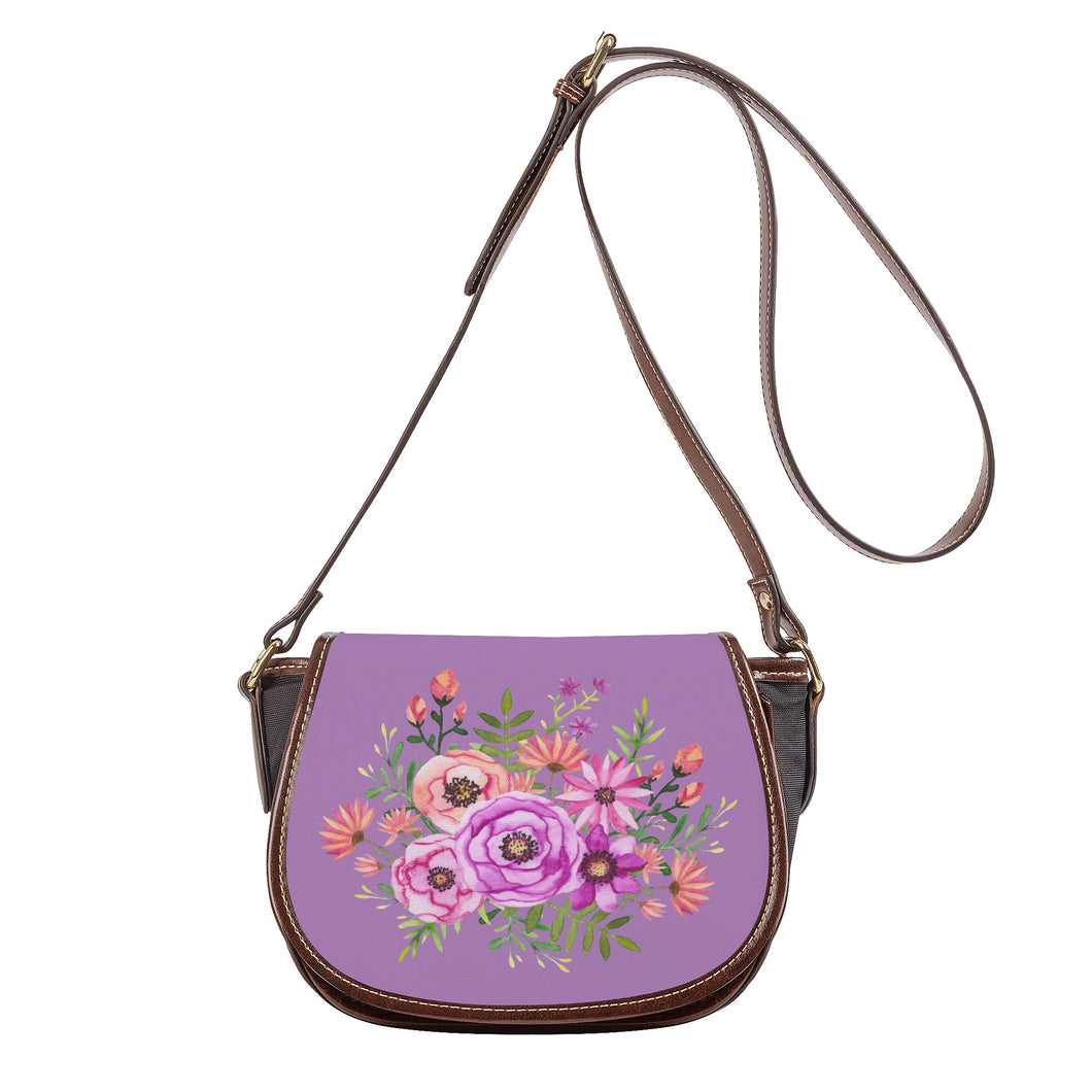 Ti Amo I love you - Exclusive Brand - African Violet - Floral Bouquet - Saddle Bag