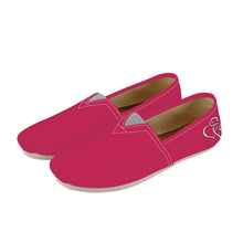 Load image into Gallery viewer, Ti Amo I love you - Exclusive Brand - Cerise Red 2 - Double White Heart -  Casual Flat Driving Shoe
