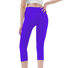 Load image into Gallery viewer, Ti Amo I love you-  Exclusive Brand - Dark Purple - Angry Fish - Capri Yoga Leggings - SizesXS-3XL
