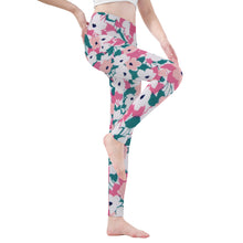 Load image into Gallery viewer, Ti Amo I love you - Exclusive Brand - Pink &amp; Teal Floral - Womens / Teen Girls / Womens Plus Size - Yoga Leggings - Sizes XS-3XL
