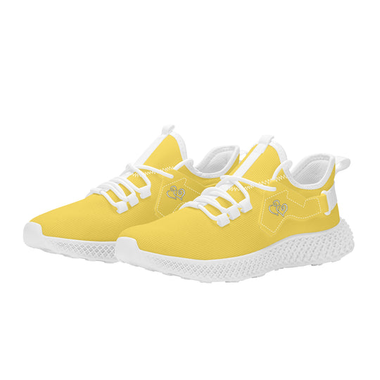 Ti Amo I love you - Exclusive Brand  - Mustard Yellow -  Double Heart - Womens Mesh Knit Shoes - White Soles